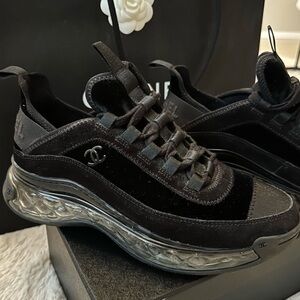 CHANEL Men's Triple black clear sole low trainers